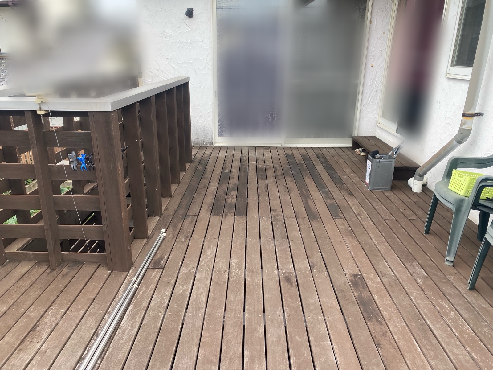 堺市東区|ウッドデッキ塗装で色褪せ・劣化を改善|ガードラックPRO施工事例